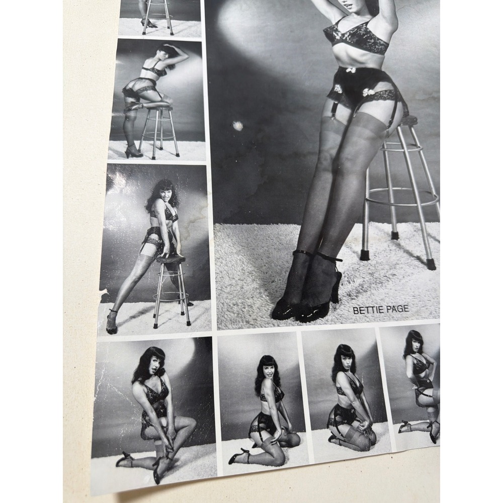 Rare Vintage 1994 Bunny Yeager Bettie Page Pinup Poster 20x16 Black White Fair - Picture 6 of 7
